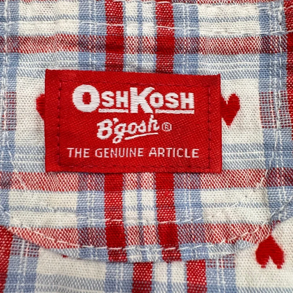 Vintage 90s OshKosh B'Gosh 4T Plaid Heart Pinafore Dress USA Made